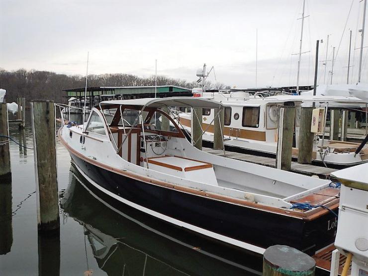 A Wasque 32 in for a paint and trim freshening up at Hartge Yacht Harbor in Galesville, MD. A Wasque 32 in for a paint and trim freshening up at Hartge Yacht Harbor in Galesville, MD.