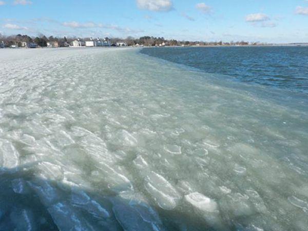 Early in the winter, the ice may start to move in, but a lot of water will still be clear.