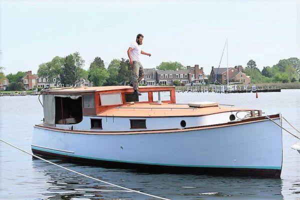 Isabel, a 1939 trunk cabin power cruiser, is undergoing an engine swap at the Chesapeake Bay Maritime Museum in St. Michaels, MD, in order to restore her to a more suitable horsepower.