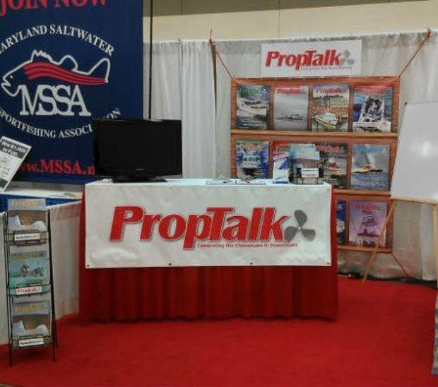 The PropTalk booth before the Baltimore Boat Show opened.