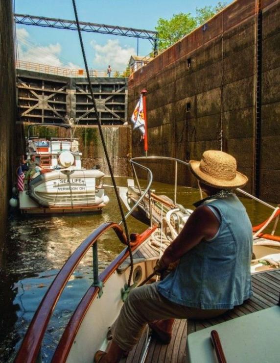 Locking through the Erie Canal in upstate New York