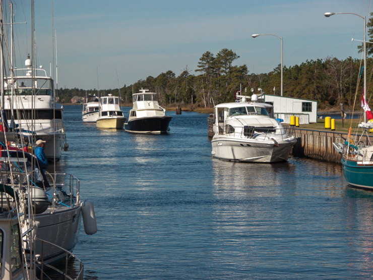 Boats entering Great Bridge Lock, VA.