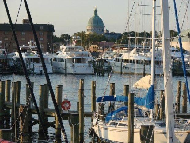 View of Annapolis from Spa Creek. Hopefully we'll see more 'mega-yachts' in the near future! Photo credit: visitannapolis.org