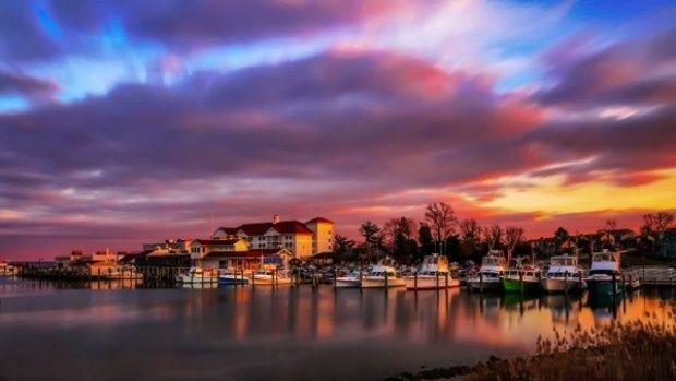 Chesapeake Beach Resort at sunset. Photo courtesy of Chesapeake Beach Resort and Spa