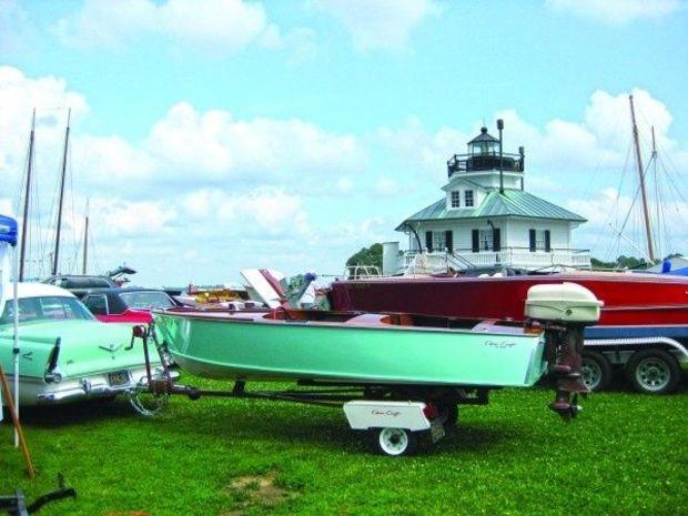 With the pretty backdrop of the old Hooper Strait Light and Miles River, there are great land and in-water displays at the show at CBMM. Photo by PropTalk With the pretty backdrop of the old Hooper Strait Light and Miles River, there are great land and in-water displays at the show at CBMM. Photo by PropTalk