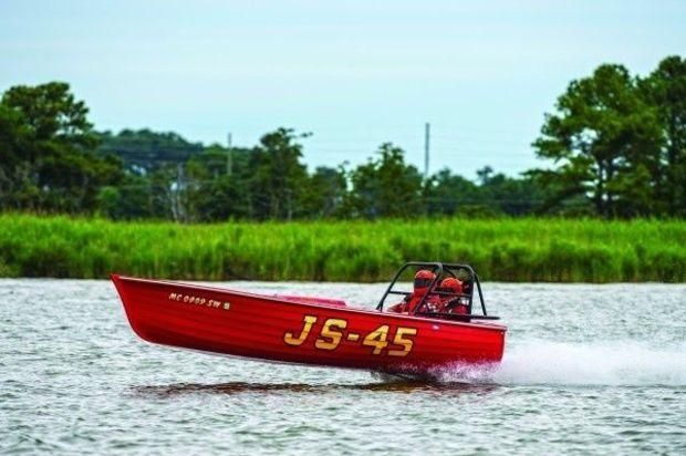 Jersey Speed Skiffs lift off at Thunder on the Narrows. Photo by Walter Cooper