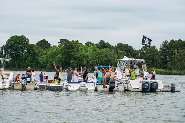 There's a party on the water, spectating at Thunder on the Narrows. Photo by Walter Cooper