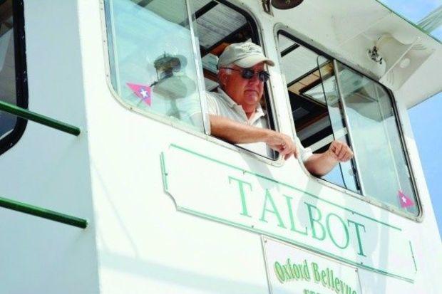 Capt. Tom Bixler in the pilothouse of The Talbot.