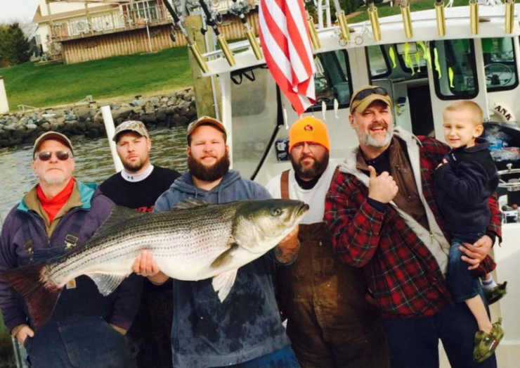 Josh Suchter took the top slot in the 2014 MSSA Fall Classic with a striper of 46.6 pounds and 49 inches, winning him $38,999. Photo courtesy of MSSA.