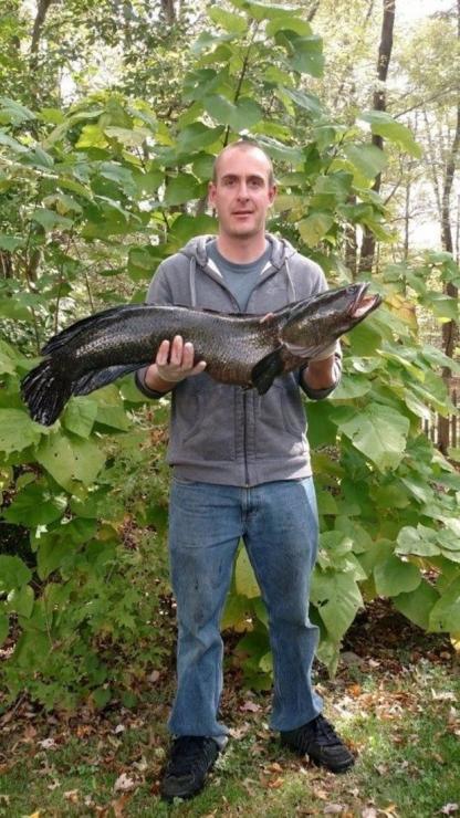 Michael Meade with his 17.49-pound snakehead. Photo courtesy of the MD DNR