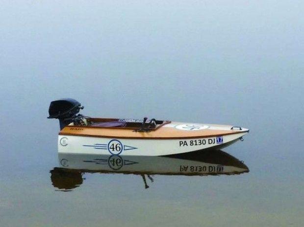 Tom Kerr's boat Rajic at Union Lake in New Jersey.