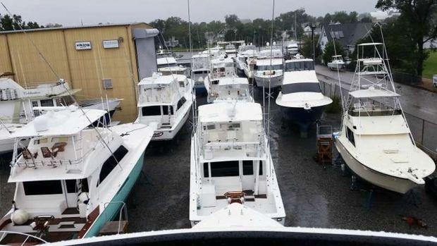 Bluewater Yacht Yard in Hampton, VA, prepared for the hurricane that, thankfully, did not come.