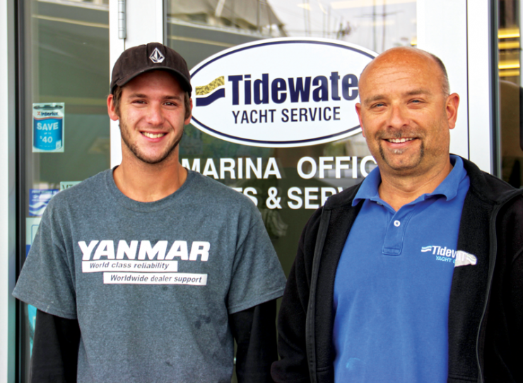 David Howell (left) with supervisor Mike Bonicker at Tidewater Yacht Service in Baltimore, MD.